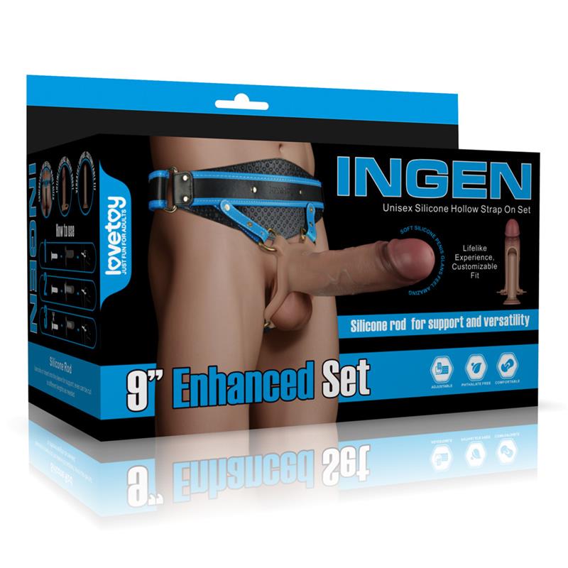 Ingen Adjustable Strap On with Hollow Dildo 9 Enhanced Set L/XL/2XL Ingen Adjustable Strap On with Hollow Dildo 9 Enhanced Set L/XL/2XL