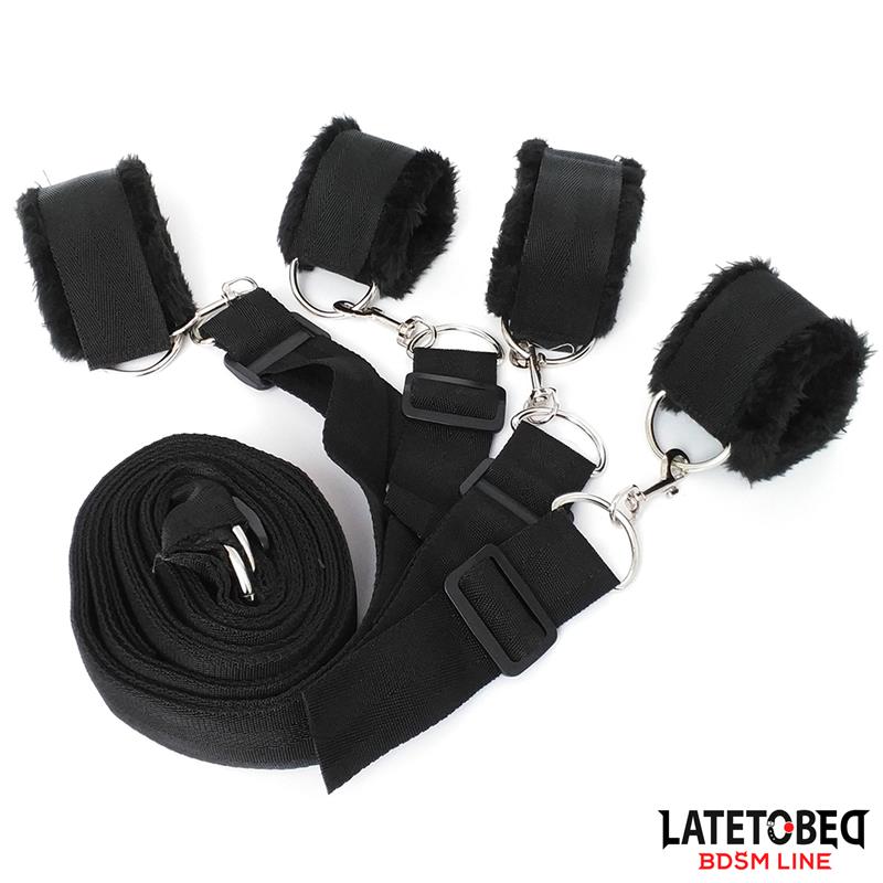 Cinghie di fissaggio regolabili per letto lungo in velluto per bondage Long Velvet Bed Bondage Restraints Adjustable