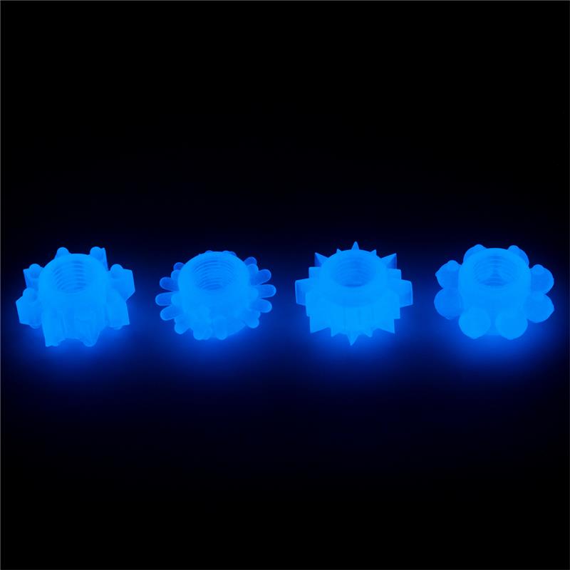 Lumino Play Set 4 Penis Ring Blue Light Lumino Play Set 4 Penis Ring Blue Light - immagine 2