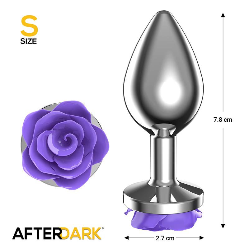 Metal Anal Plug with Purple Rose Base - Size S Metal Anal Plug with Purple Rose Base - Size S - Image 3