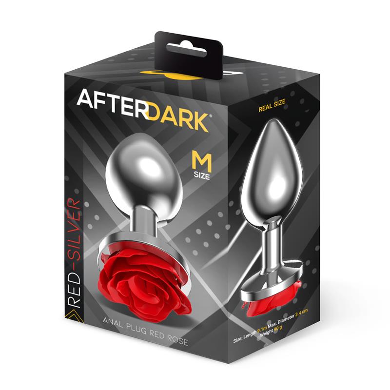 Metal Anal Plug with Red Rose Base - Size M Metal Anal Plug with Red Rose Base - Size M - immagine 4