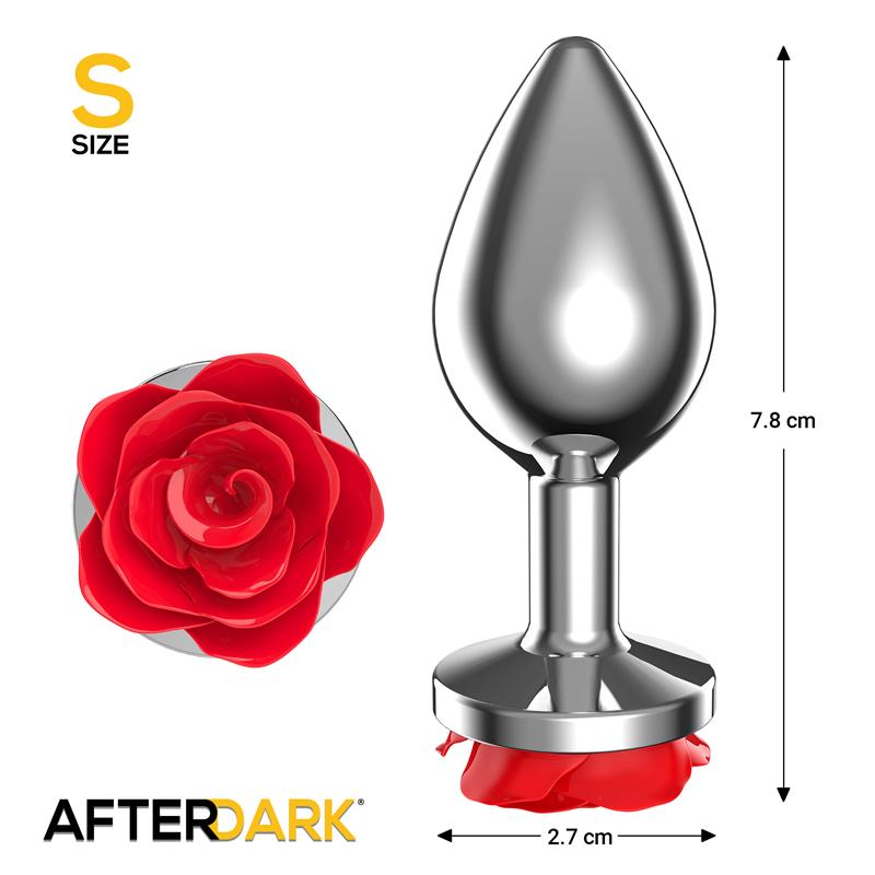 Metal Anal Plug with Red Rose Base - Size S Metal Anal Plug with Red Rose Base - Size S - immagine 3