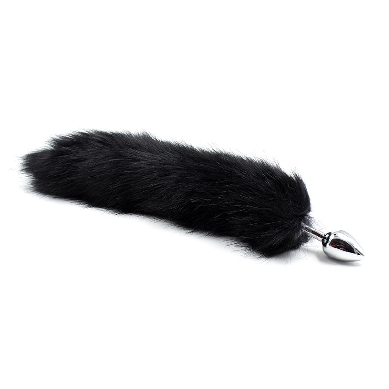 Metal Butt Plug Foxy Tail Velvet Touch 40 cm Black Metal Butt Plug Foxy Tail Velvet Touch 40 cm Black - Image 2