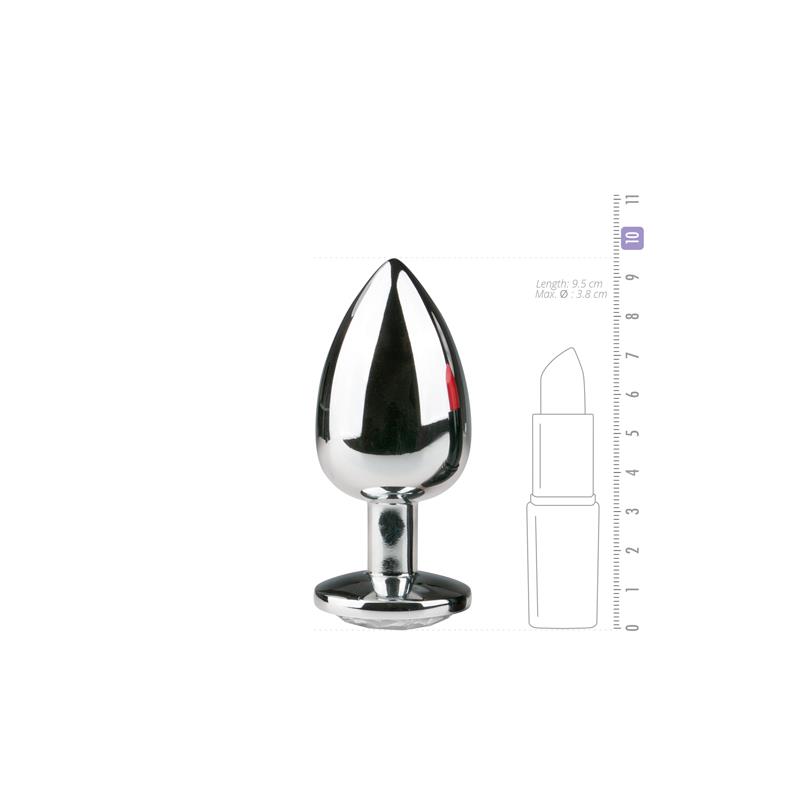 Metal Butt Plug No. 6 - Silver/Clear Metal Butt Plug No. 6 - Silver/Clear - Image 3