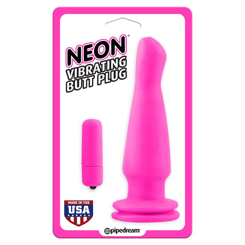 Neon Vibrating Butt Plug Pink Neon Vibrating Butt Plug Pink