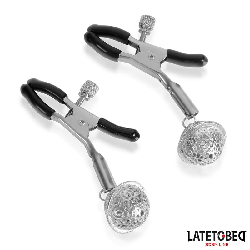 Nipple Clamps with Bell Silver and Black Nipple Clamps with Bell Silver and Black - Image 2