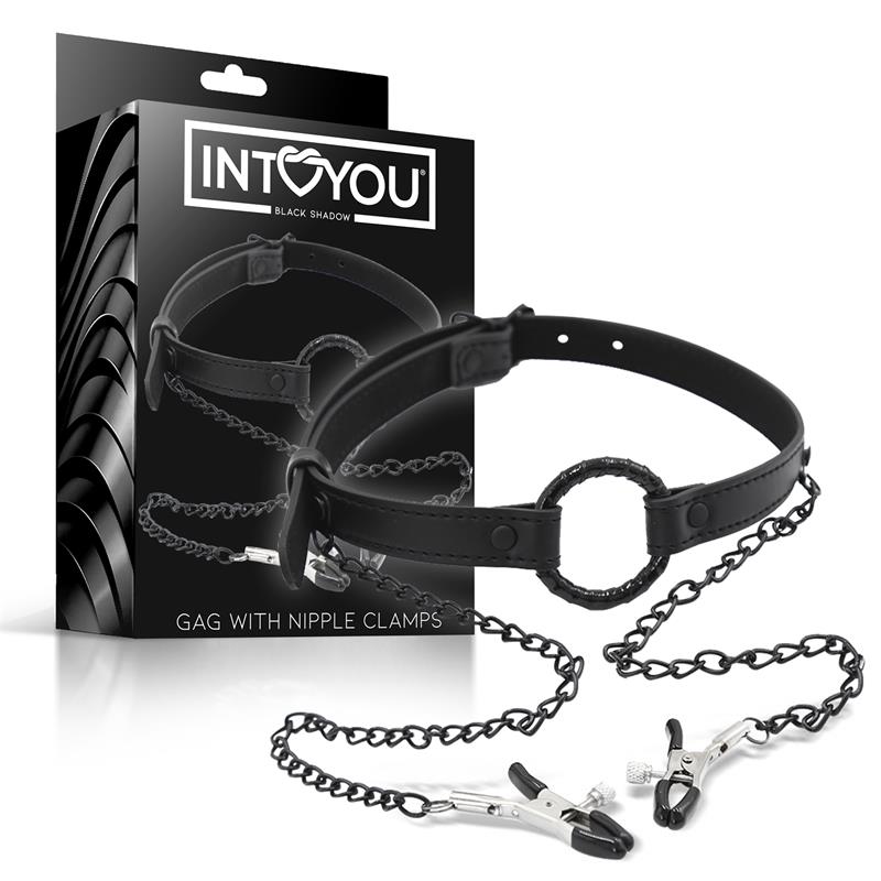 O Ring Gag and Nipple Clamps Vegan Leather O Ring Gag and Nipple Clamps Vegan Leather