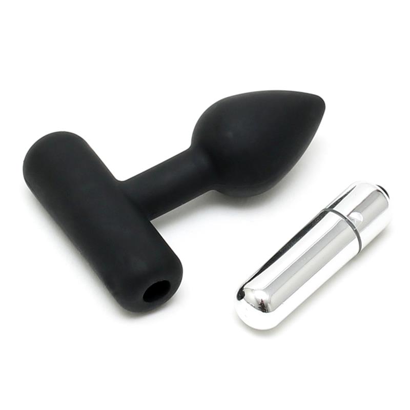 Plug anale con vibratore a proiettile, colore nero Butt Plug with Vibrating Bullet Black