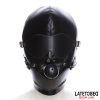 Cappuccio da schiavo con maschera per gli occhi, bavaglio traspirante e bocca regolabile Slave Hood with Eye mask Breathable Gag Ball and Mouth Adjustable