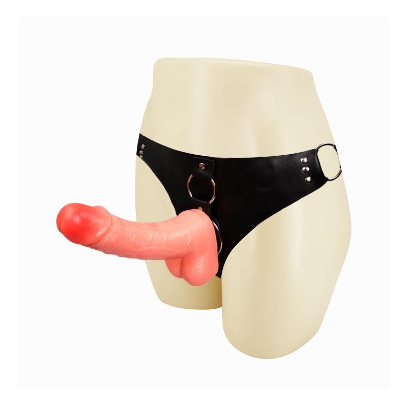 Strap-On with Dildo and Testicles Flesh 18,3 cm Strap-On with Dildo and Testicles Flesh 18